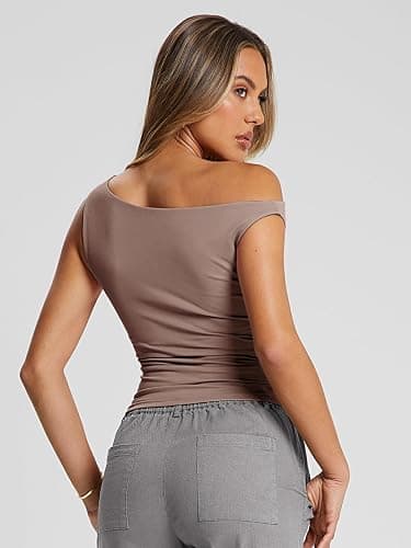 Trendy Queen Womens Summer Off The Shoulder Tops Going Out T Shirts Crop Tank Top Fashion Clothes Spring Outfits 2025 thumbnail 5