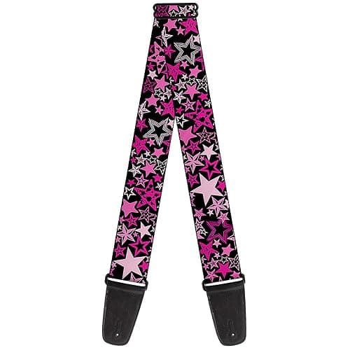 Buckle-Down Guitar Strap - Stargazer Black/Pink - 2" Wide - 29-54" Length - Image 1