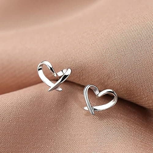 Reffeer 925 Sterling Silber Herz-Ohrstecker für Damen und Mädchen, kleine Ohrstecker, Herz-Ohrringe thumbnail 4