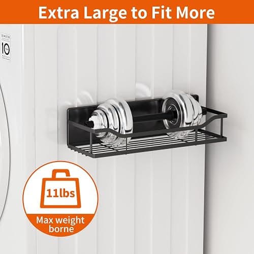 Magnetic Spice Rack,Multifunctional Magnetic Shelf for Washing Machine,Refrigerator,Microwave,and Any Metal Surface,Powerful Magnetic Shelves Include Magnetic Paper Towel Holder (5 pcs - Black) thumbnail 7