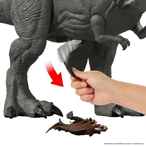 Mattel Jurassic World Rebirth Super Colossal Tyrannosaurus Rex Action Figure, T-Rex Dinosaur Toy Swallows Minis, Movie-Accurate Posable thumbnail 4