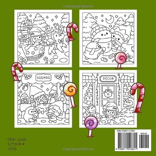 Elf Days: A Kawaii Christmas Coloring Book for Kids, Teens & Adults: Cute Winter Coloring Pages with Festive Snowy Scenes, Gifts, and Holiday Cheer (Sweet & Kitsch) thumbnail 2