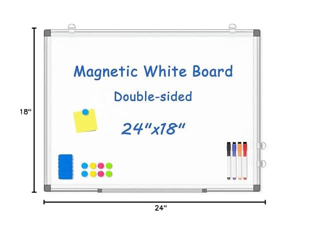 Double-Sided White Board 24x18 Dry Erase Magnetic Whiteboard for Wall | Smooth Write & Clean, Durable 11-Layer, Aluminum Frame, Easy Wall Mount & Hanging, Full Kit for Home, Office, School thumbnail 3