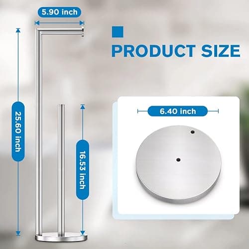 Toilet Paper Holder Stand, Toilet Paper Stand Brushed Nickel, Free Standing Toilet Paper Holder, Toilet Paper Storage by Bathth thumbnail 3