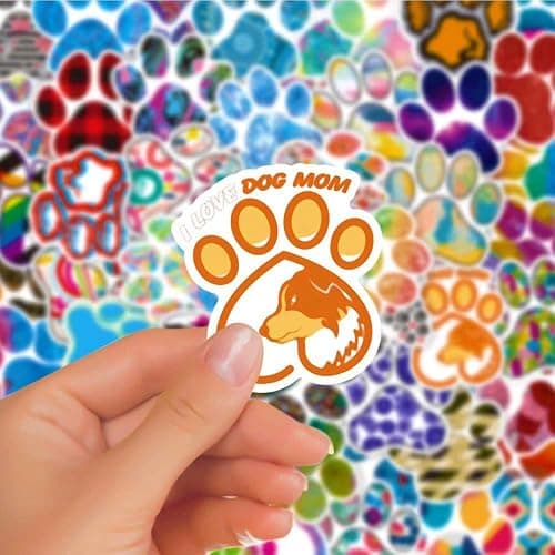 Cute Paw Print Stickers Pack, 50PCS Dog Paw Prints Vinyl Waterproof Stickers for Water Bottle Laptop Skateboard Phone Scrapbook, Kawaii Colorful Animal Pet Decals for Kids Teens Adults thumbnail 3