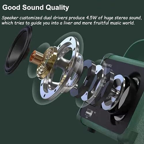 Baolira Retro Bluetooth Speaker, Portable Wireless Speaker with Crystal Clear Stereo Sound, Retro Decor for Bedroom Office Kitchen, Birthday Gifts Ideas for Women Men Teens (Green) thumbnail 4