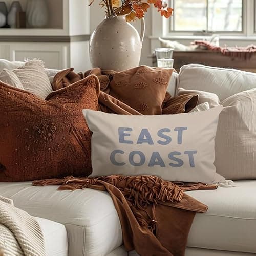 Wheatwin Blue Coastal Throw Pillow Cover 12x20, Coastal Room Decor, Blue Dorm Decor, Coastal Preppy Trendy Retro East Coast Coquette Decor for Girls Room College Sofa Couch thumbnail 2