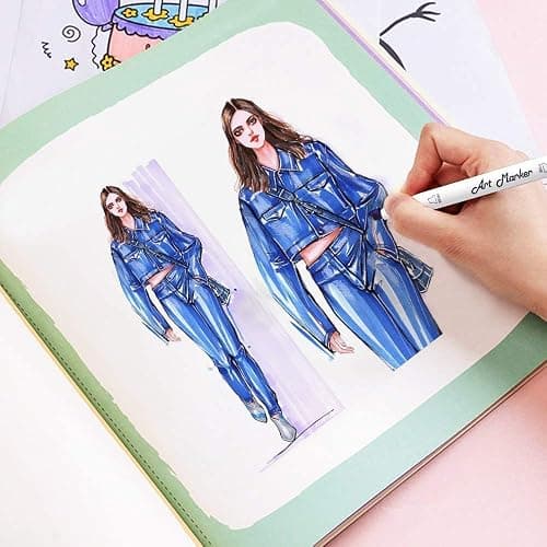 Dual Tip Alcohol Based Art Markers, Lineon 30 Colors Alcohol Marker Pens Perfect for Kids Adult Coloring Books Sketching and Card Making thumbnail 9