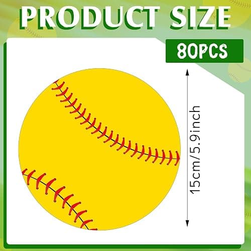 Tenceur 80 Pcs Softball Cutouts 5.91 Inch, Sports Party Decorations DIY Paper Ball Cut Outs with Glue Points, Bulletin Board Poster Sport Theme Party Birthday Baby Shower Game Day Wall Decor Supplies thumbnail 3