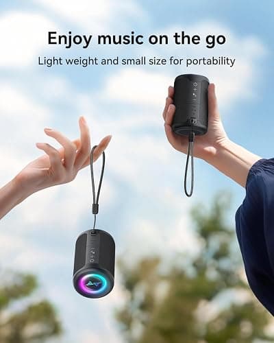 LENRUE Small Portable Bluetooth Speaker with Lights, TWS Stereo Surround Sound, Type C Powered, Bluetooth 5.3, AUX TF Card Input, Wireless for Outdoor Home, Coolest Gifts thumbnail 3