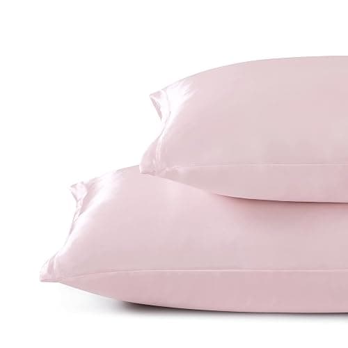 HommxJF Blush Pink Satin Pillowcase Standard Set of 2 with Envelope Closure，Blush Pink Silk Pillowcase for Hair and Skin (20x26) thumbnail 7