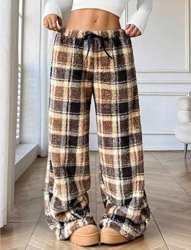 Leopard Pants Women Therian Fuzzy Pajama Pants Y2k Cheetah Pants Grunge High Waisted Fluffy Pants thumbnail 5