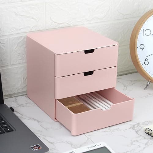 Dalanpa 3-Drawer Vanity Organizer, Compact Storage Organization Drawers Small Size Pink thumbnail 2