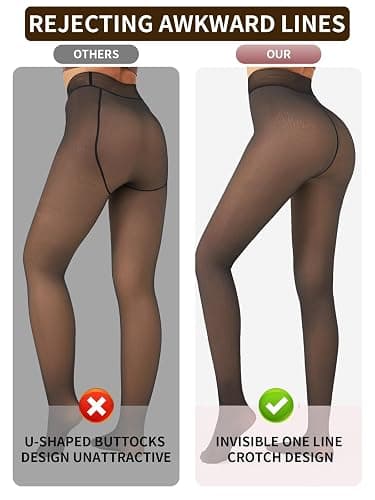 Zoe Cubby Thermal Fleece Tights for Women - Thick Warm Pantyhose, Winter Opaque Leggings with High Wais thumbnail 3