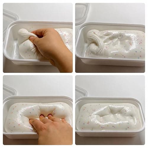 Realistic Faux Box Cake Stress Relief Tool for Adults Sticky Tactile Dough Fidget for Office Desk Focus Anxiety Management Slow Rising Sensory Squeeze for Adults (White 1) thumbnail 7