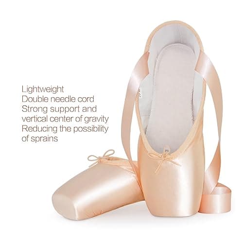 IJONDA Adult Ballet Pointe Shoes for Girls Women with Toe Pads and Mesh Bag - 7.5 - Pink thumbnail 2