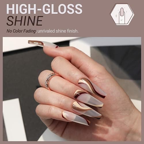 modelones Fall Gel Nail Polish Set, Chocolate Brown Coffee Nude Glitter | Autumn Gel Polish Kit, Soak Off Nail Art Gifts for Women DIY Manicure at Home Salon, Long-Lasting, Easy & Smooth to Apply thumbnail 5