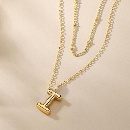 PANSHI Easter Basket Stuffers Gold Initial Necklaces Easter Gifts for Girls Women Kids Teen Girl Gifts Trendy Stuff Layered Bubble Letter Necklace Gold Jewelry Birthday Gift thumbnail 6