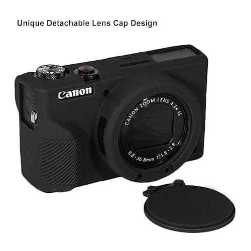Canboc Case for Canon PowerShot G7X Mark III Digital Camera, 1* Hard Carrying Case + 1* Soft Silicone Cover with Removable Lens Cover, Black (Case Only) thumbnail 7