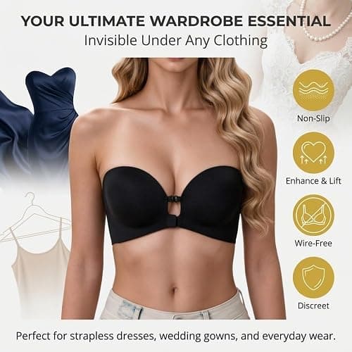 Strapless Wireless Front-Closure Push-Up Padded Non-Slip Tube Bra thumbnail 6