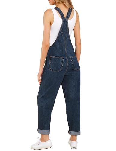 luvamia Women's Casual Stretch Adjustable Denim Bib Overalls Jeans Pants Jumpsuits thumbnail 2