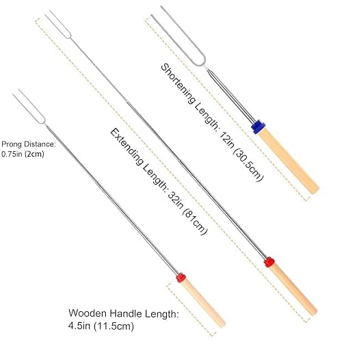 Marshmallow Roasting Sticks, Telescoping Smores Sticks for Open Fire Pit, 32 Inch Long Marshmallow Toasting Barbecue Forks BBQ S’mores Skewers for Campfire Camping Hotdog Hot Dog Bonfire Grill, 5 Pack - 5 Pcs thumbnail 3