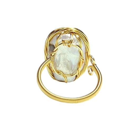 Handmade Baroque Irregular Pearl Rings for Women Gold-Plated Adjustable Open Design Trendy and Unique Christmas Pearl Jewelry Prom and Formal Attire Accessories Gift Box Included thumbnail 3