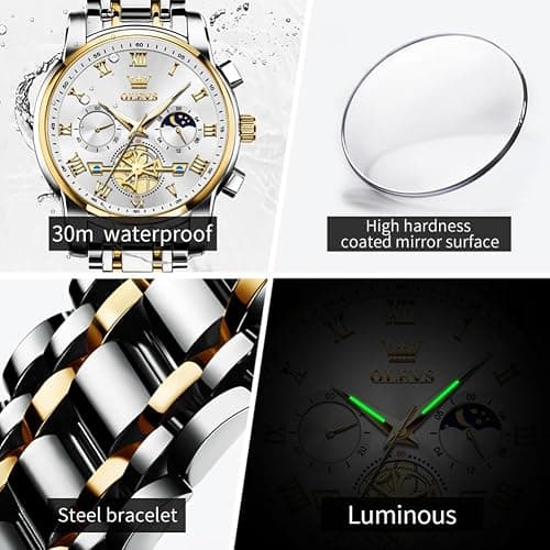OLEVS Watch Men Stainless Steel Waterproof Analog Dress Watch Date Luxury thumbnail 4