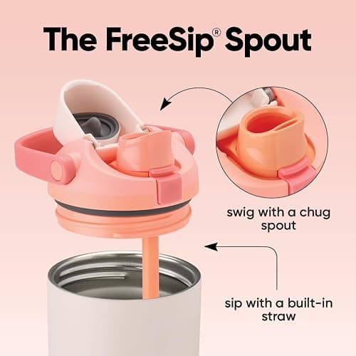 Owala FreeSip Sway Insulated Stainless Steel Water Bottle with Two-Way Spout, Built-In Straw and Bucket Handle, Made for Travel, School, and Sports, 30oz, BPA Free, Leak Proof, Sparkling Sherbet thumbnail 3