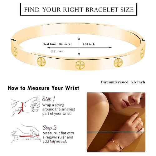 FOLOOTY 2-Pack Friendship Bracelets for Women - 18K Gold Plated Titanium Steel Cuff Love Bangle Set with Cubic Zirconia | Sister Jewelry Gift, Eco-Friendly Packaging, Durable Everyday Wear thumbnail 2