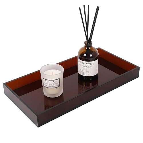 Acrylic Tray 5mm Thicken for Vanity Makeup, Perfume, Jewelry Holder, Napkin, Amber 12x6''Decorative Serving Tray for Bathroom, Toilet Tank, Sink Countertop, Living Room,Dresser, Coffee Table - Image 1