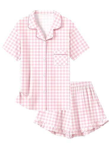 Schbbbta Girls Pajamas Set 2 Piece Button Down Pjs Soft Ruffle Sleepwear Loungewear - Image 1