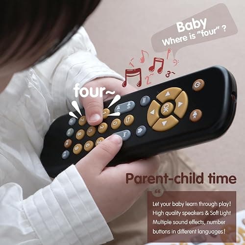 Nueplay Realistic Learning Controller with Light & Music – Interactive Educational Toy for Toddlers, Trilingual English/Spanish/French Number Learning & Pretend Remote Play for Kids Ages 1-3,Black thumbnail 4