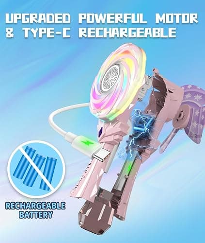 Bubble Wand for Kids Girls, Bubble Machine with Color-Changing LED Light, Windmill Lollipop Design, USB-C Rechargeable - Gifts Toys Ages 3+ for Toddlers, Easter, Outdoor, Birthday, Party Use thumbnail 4