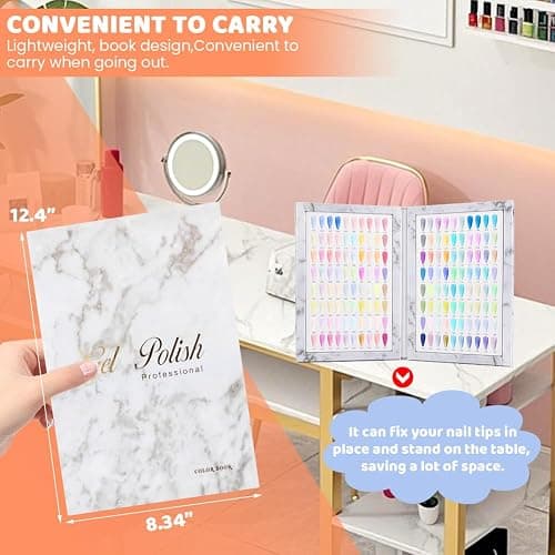 Velarionna 160 Nail Color Display Book with 240 Nail Tips and 1-200 Number Labels, Gel Polish Colors Card Board Professional Color Swatches Book thumbnail 6