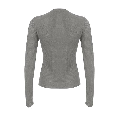 Womens Long Sleeve Henley Tops Casual Button Up Tunic Blouse Ribbed Slim Fit Shirts Y2K Lace Patchwork Pullover Shirt thumbnail 5