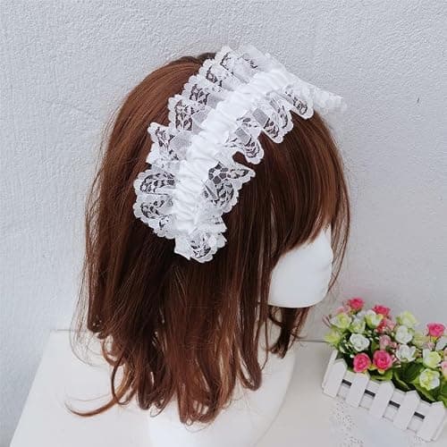 Furimuk Lolita White Lace Headband Headdress Gothic Vintage Cosplay Hair Accessories for Tea Party Princess thumbnail 6