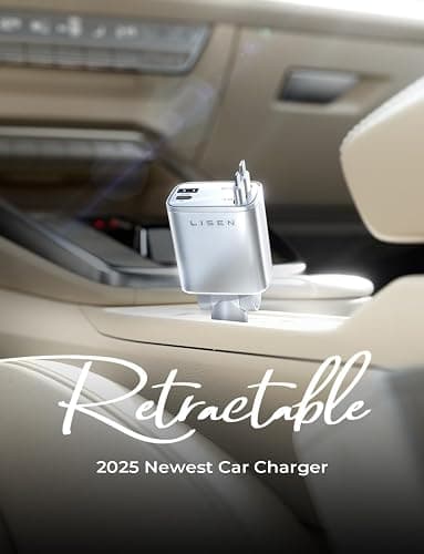 LISEN Retractable Car Charger for iPhone 17, 75W 4 in 1 Retractable Car Charger, fit iPhone 16 15 14 Samsung Galaxy S25, Car Accessories for Women Men, Prime for Day Deals Today thumbnail 2