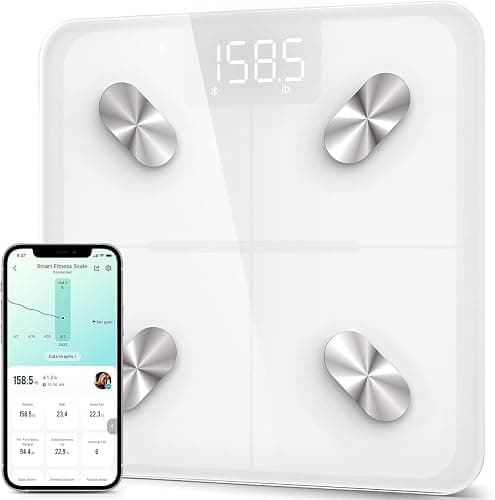 Etekcity Smart Scale for Body Weight and Fat Percentage, Digital Bathroom Accurate Weighing Machine for People's BMI Muscle, Bluetooth Electronic Body Composition Monitor Syncs with App, 400lb, White - Image 1