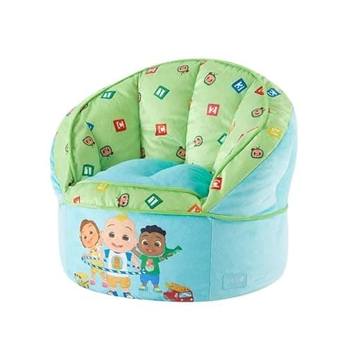 Idea Nuova Cocomelon Blue Round Bean Bag Chair for Kids, Ages 3+, Large - Image 1