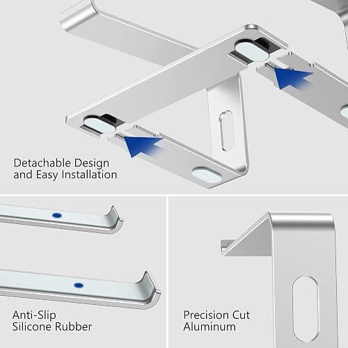 BESIGN LS03 Aluminum Laptop Stand, Ergonomic Detachable Computer Stand, Notebook Riser Compatible with Air, Pro, Dell, HP, Lenovo More 10-15.6" Laptops, Silver thumbnail 5