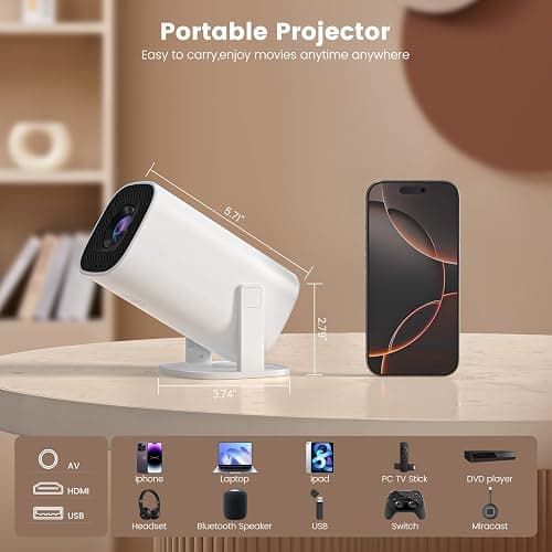 Osikem Mini Projector with Bluetooth, Support 4K Support 130" Screen Movie Projector with Auto Focus & Keystone, 5G+2.4G WiFi 6 Connection Video Projector Compatible with Smartphone Laptop thumbnail 3