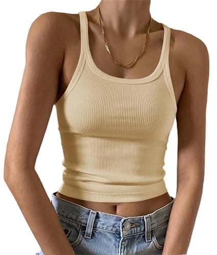 Artfish Women's Sleeveless Tank Top Form Fitting Scoop Neck Ribbed Knit Basic Cami Shirts - Image 1