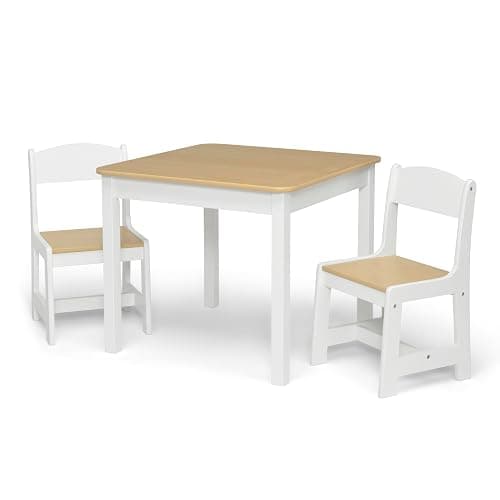 Delta Children MySize Kids Wood Table and Chair Set (2 Chairs Included) - Ideal for Arts & Crafts, Snack Time, Homeschooling, Homework & More, Bianca White/Natural thumbnail 3
