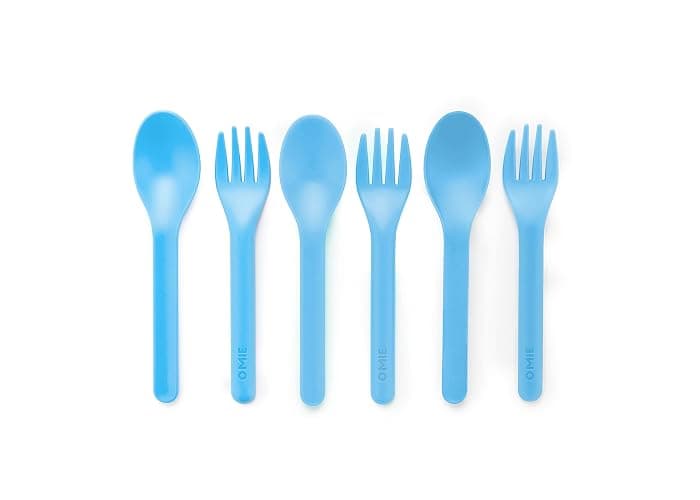 Omie OmieBox Utensil Refill Pack for OmiePod - Matches Capri Blue, Sunrise Orange or Mint Green OmieBox Utensil Set with Case - Reusable, Travel, Lunch Boxes - 3 spoons + 3 forks | PODS NOT INCLUDED - Image 1