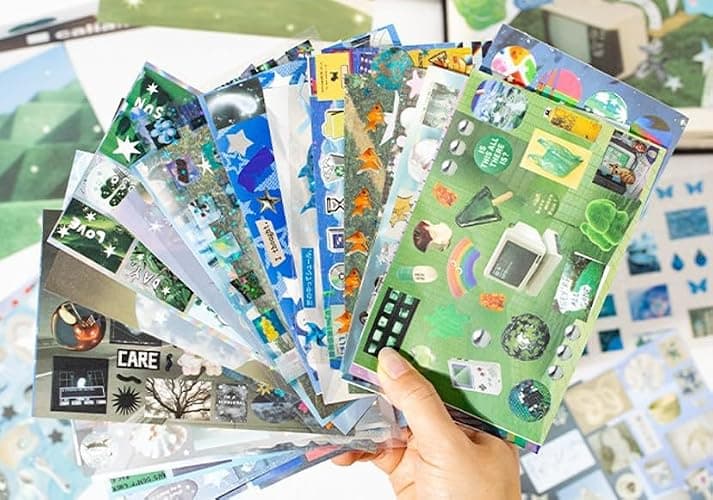 Dreamcore Retro Sticker Book, 72 Sheets with Mixed Writable Paper, PET & Art Coated Paper, Creative Activity Stickers, DIY Scrapbooking Phone Cases Laptops Party Gifts (LightDream) thumbnail 3