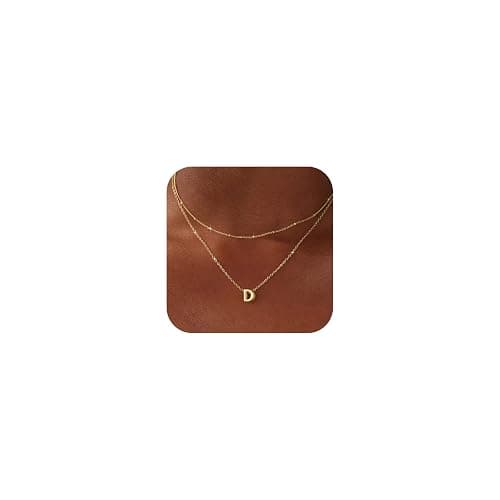 Thaivor Initial Necklaces for Women 14K Gold Plated Bubble Letter Necklace Layered Dainty Cute Choker Pendant Stack Jewelry Fashion Accessories Teen Trendy Gift - Image 1