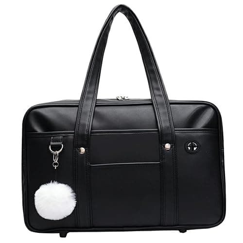 Japanese School Bag, Large Capacity PU Leather Japanese Bag with Multi-pocket, School Handbag with Headphone Cable Hole, Zipper Shoulder for Student Uniform Laptop. thumbnail 5