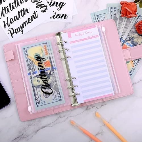 SKYDUE Budget Binder, Money Saving Binder with Zipper Envelopes, Cash Envelopes and Expense Budget Sheets for Budgeting thumbnail 2
