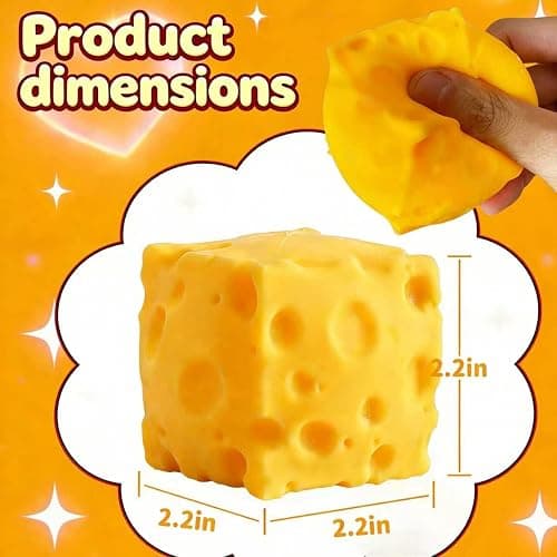 Cheese Squishies Toy,Squishies Cheese Slow Rising Squeeze Block, Stress Balls for Adults,Stress & Anxiety Relief Fidget Gift thumbnail 2